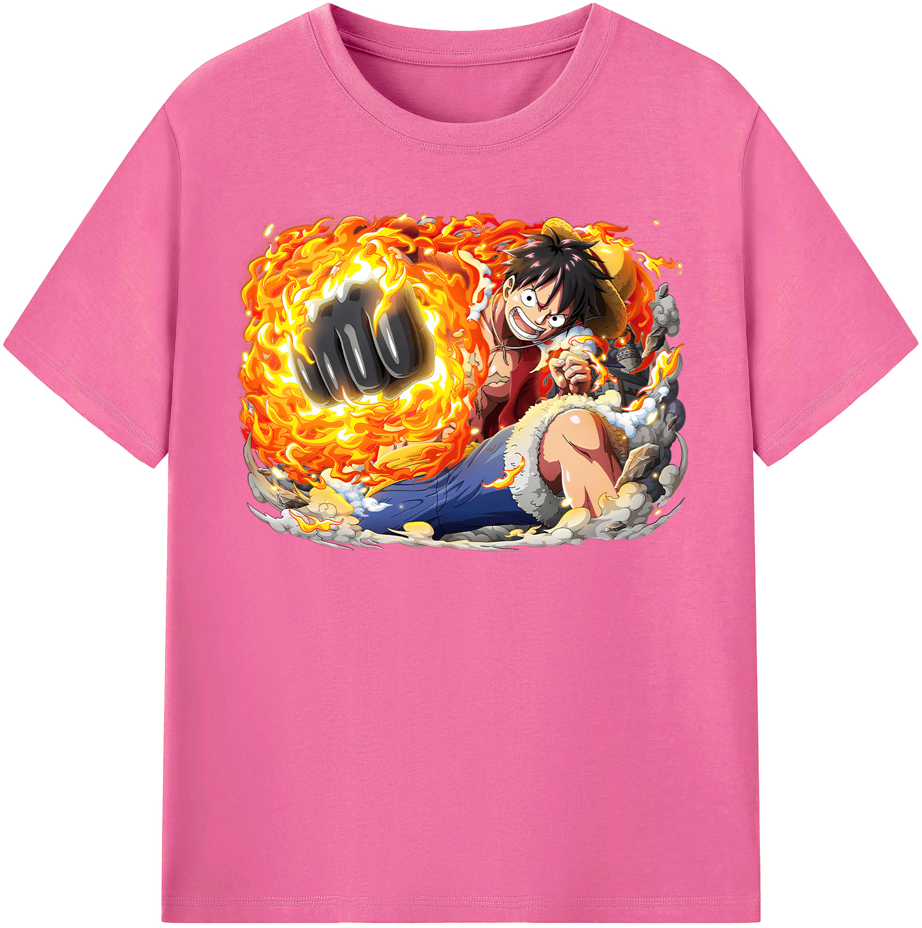 ワンピース モンキー・D・ルフィ ONE PIECE Monkey D. Luffy レディースカジュアルプリントTシャツ（綿100％）